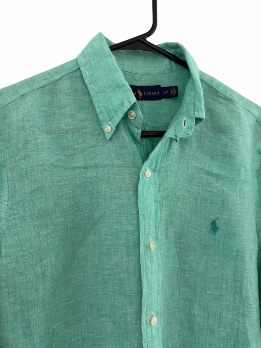 Ralph Lauren Teal Green Button-Down 100% Linen Shirt - Picture 2 of 6
